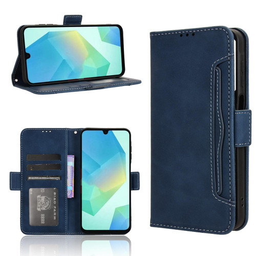 Samsung Galaxy A16 5G Skin Feel Calf Texture Card Slots Leather Phone Case - Blue